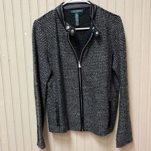 Lauren Ralph Lauren Womens Black/White Jacket SZ M